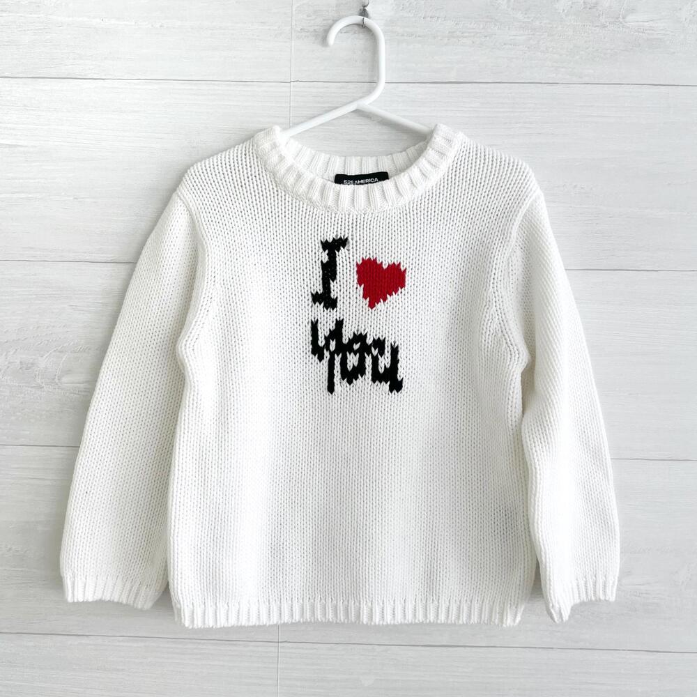 525 America - White cotton I Heart You crewneck sweater, Girls S